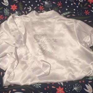 White flower girl rhinestone robe